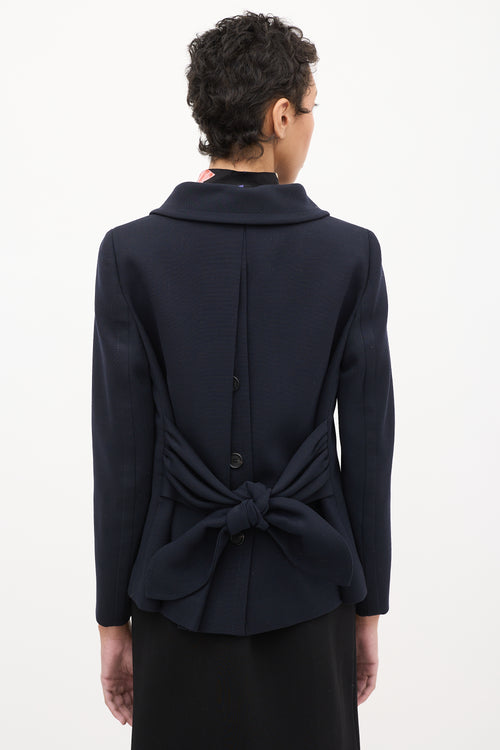 Prada Navy Wool Tie Back Blazer