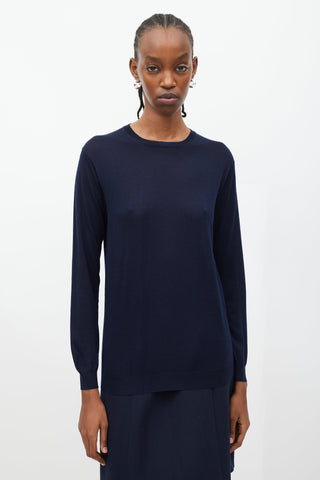 Prada Navy Rounded Neck Sweater