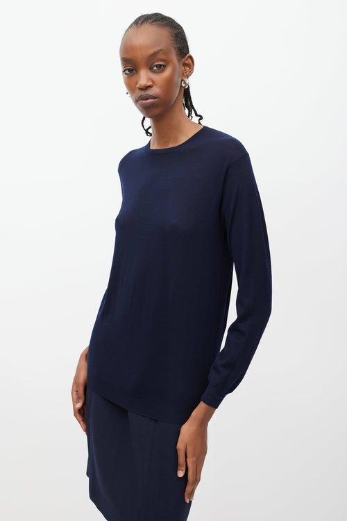 Prada Navy Rounded Neck Sweater