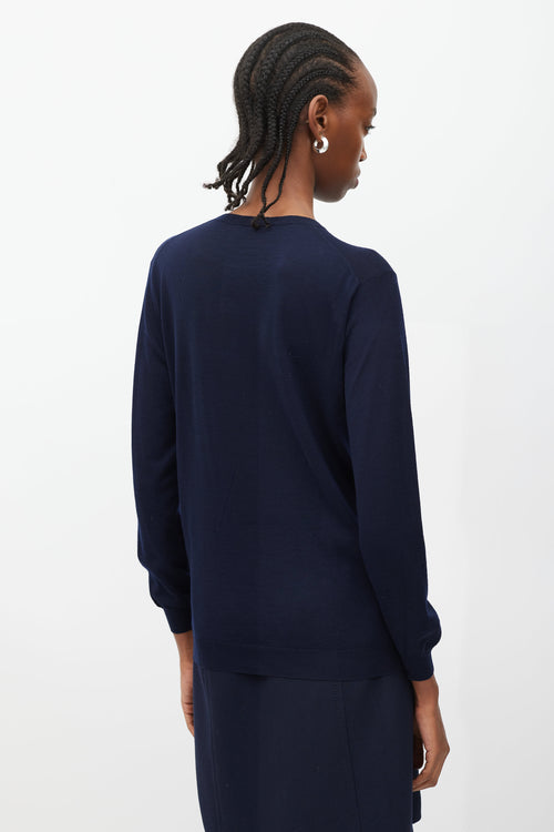 Prada Navy Rounded Neck Sweater