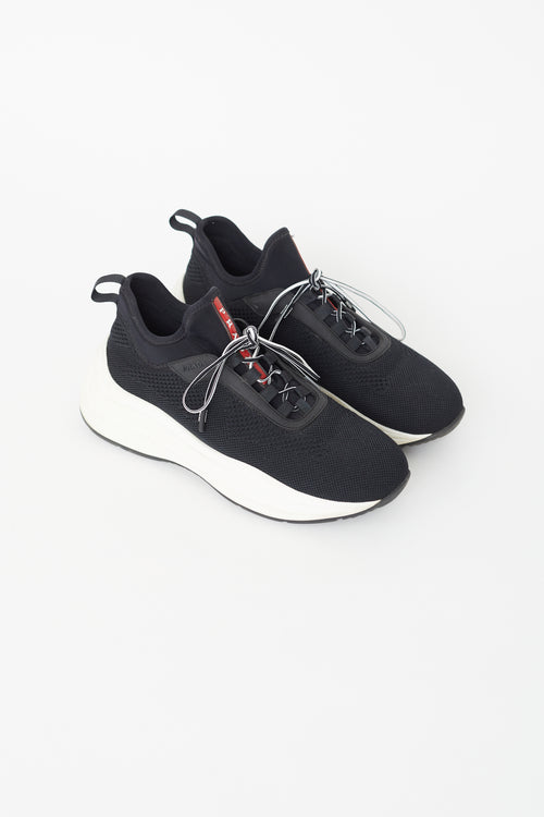 Prada Navy Sock Knit Sneaker