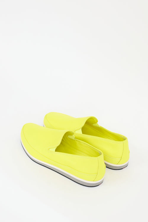 Prada Neon Yellow Leather Slip On Sneaker