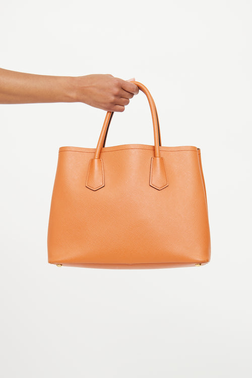 Prada Orange Saffiano Cuir Double Bag