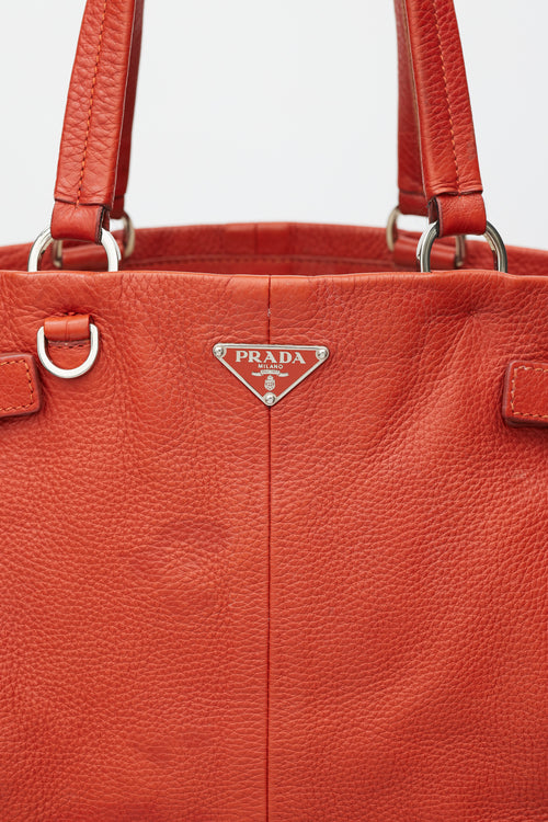 Prada Red 
Silver Vitello Daino Life Bag