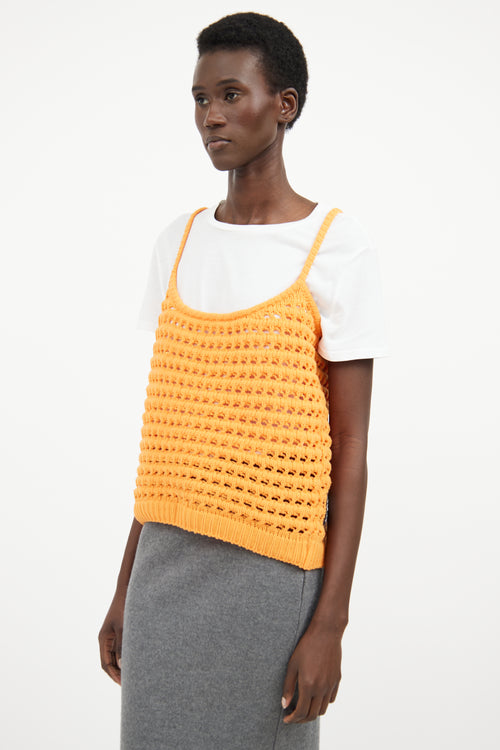 Prada Orange Knit Sleeveless Top