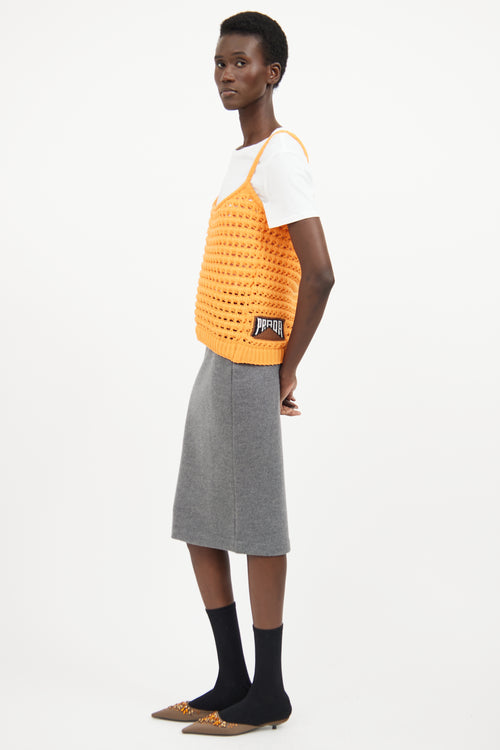 Prada Orange Knit Sleeveless Top