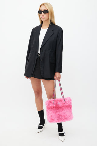 Prada Pink Eco Pelliccia Faux Fur Tote Bag