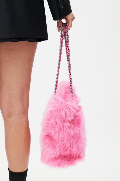 Prada Pink Eco Pelliccia Faux Fur Tote Bag