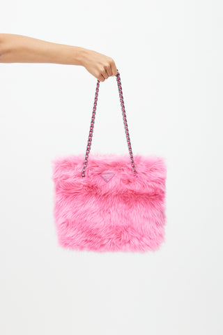 Prada Pink Eco Pelliccia Faux Fur Tote Bag