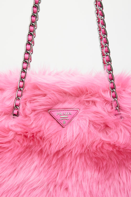 Prada Pink Eco Pelliccia Faux Fur Tote Bag