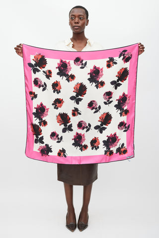 Prada Pink 
Multicolour Floral Scarf