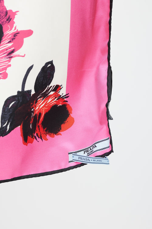 Prada Pink 
Multicolour Floral Scarf