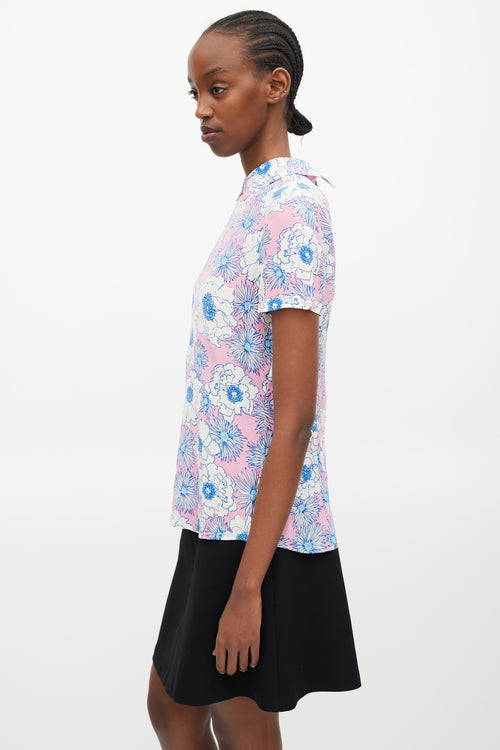 Prada Pink 
Multicolour Floral Shirt