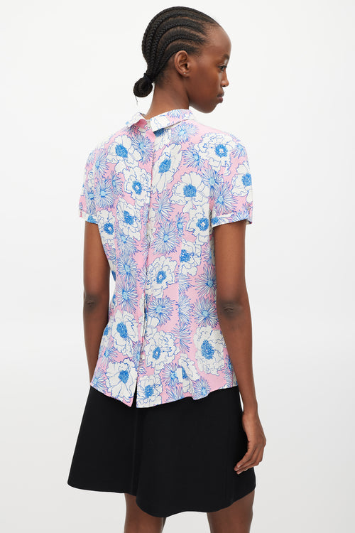 Prada Pink 
Multicolour Floral Shirt