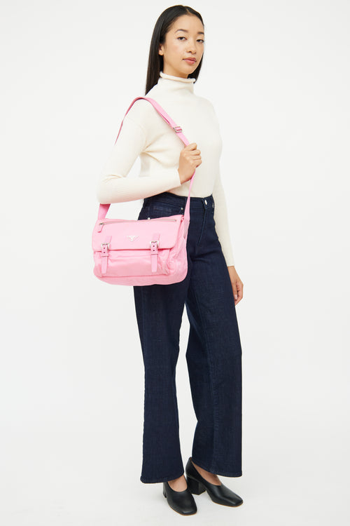 Prada Pink Nylon Messenger Bag