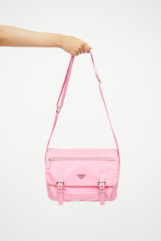 Prada Pink Nylon Messenger Bag