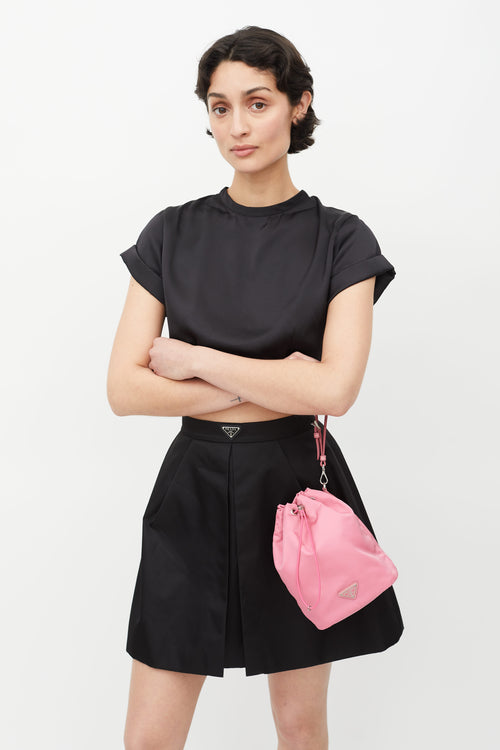 Prada Pink Nylon Tessuto Bucket Bag