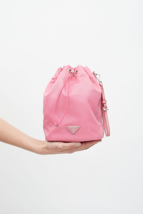 Prada Pink Nylon Tessuto Bucket Bag