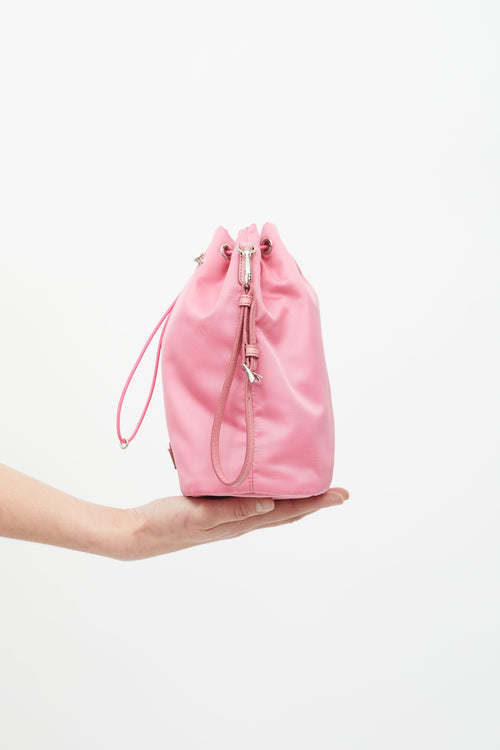 Prada Pink Nylon Tessuto Bucket Bag