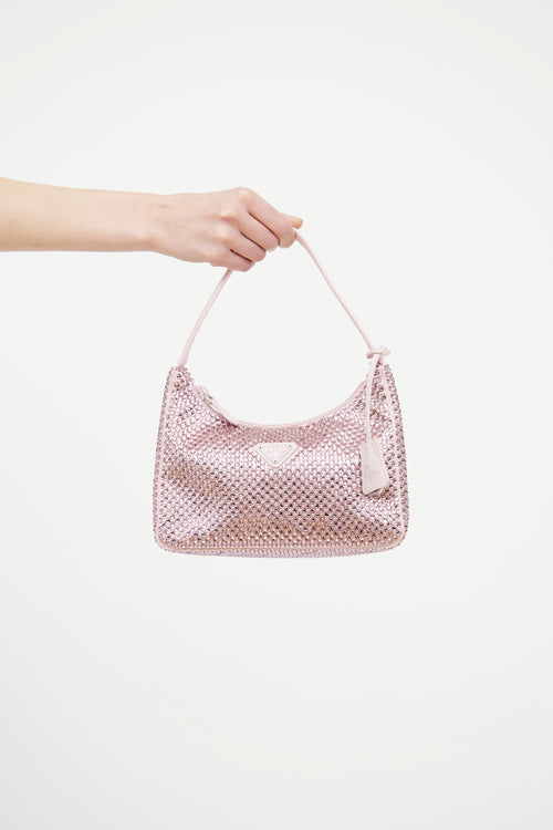 Prada 2021 Pink Crystal Re-Edition Bag