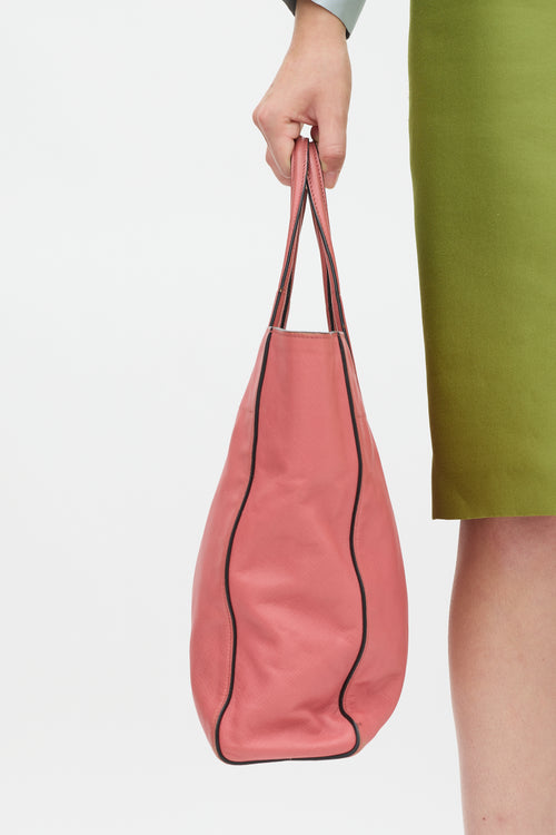 Prada Pink Saffiano Leather Tote Bag