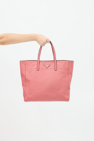 Prada Pink Saffiano Leather Tote Bag