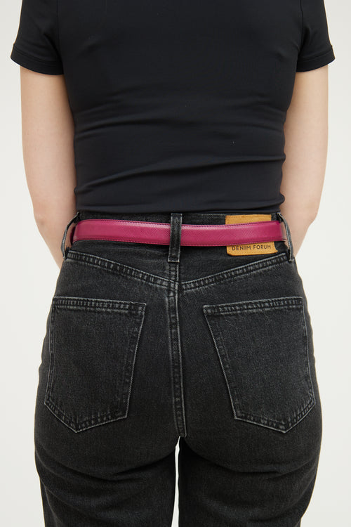 Prada Purple Saffiano Rectangle Logo Belt