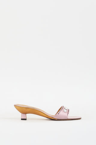 Prada 2000s Pink Satin Embellished Mule