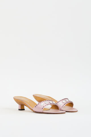 Prada 2000s Pink Satin Embellished Mule