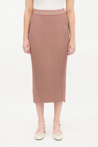 Prada Pink Sparkly Ribbed Knit Midi Skirt