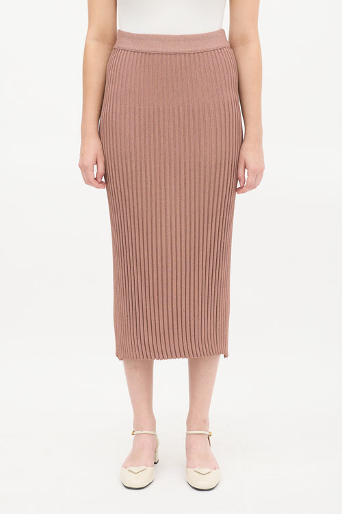 Prada Pink Sparkly Ribbed Knit Midi Skirt