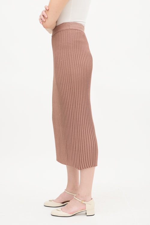 Prada Pink Sparkly Ribbed Knit Midi Skirt