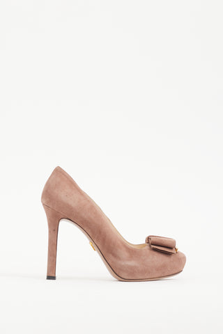 Prada Pink Suede Bow Pump