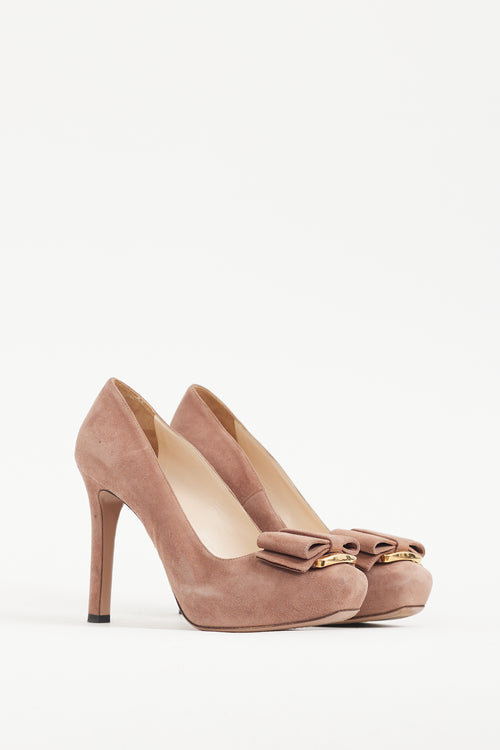 Prada Pink Suede Bow Pump