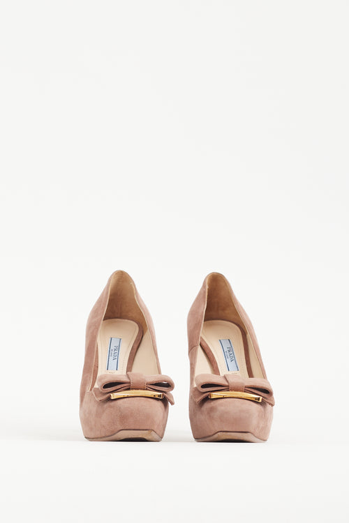 Prada Pink Suede Bow Pump