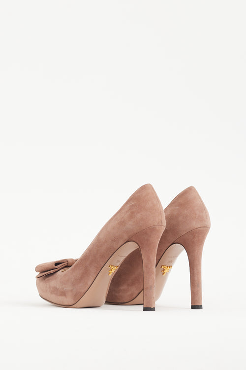 Prada Pink Suede Bow Pump