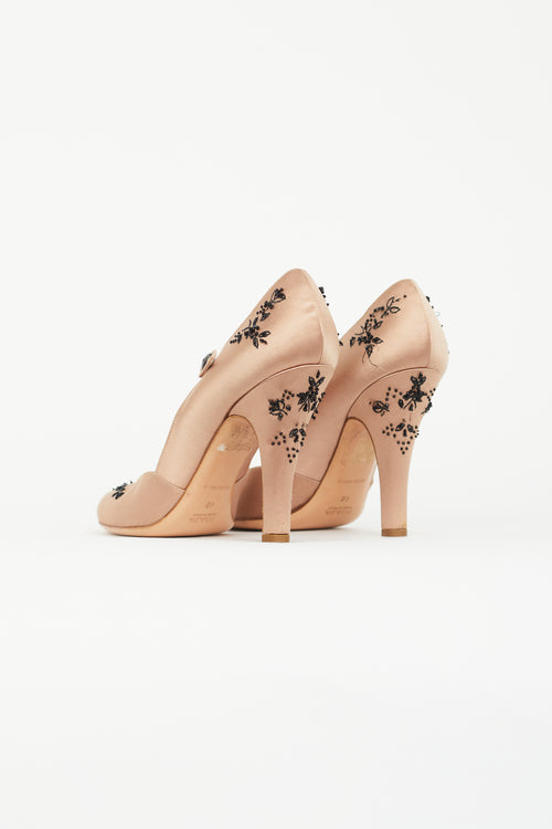 Prada Pink Satin Embellished Mary Jane Heel