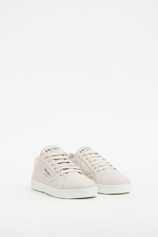 Prada Pink Leather Embossed Low Top Sneaker