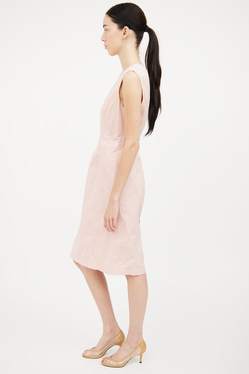 Prada Pink Cotton Sleeveless Panel Dress