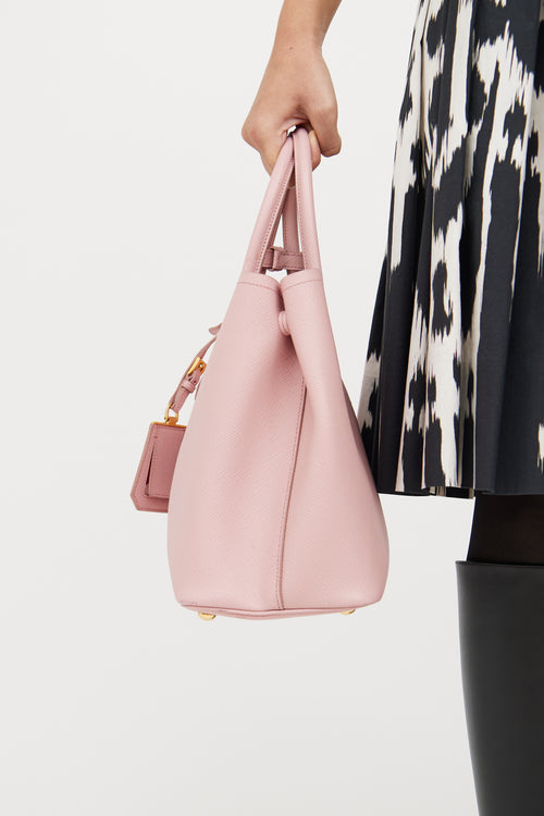 Pink Saffiano Cuir Double Bag