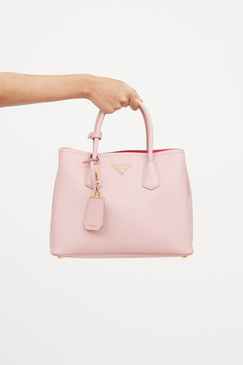 Pink Saffiano Cuir Double Bag