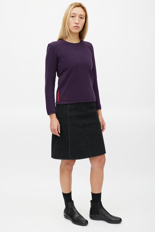 Prada Purple Fleece Drawstring Top