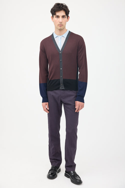 Prada Purple 
Multi Wool Cardigan