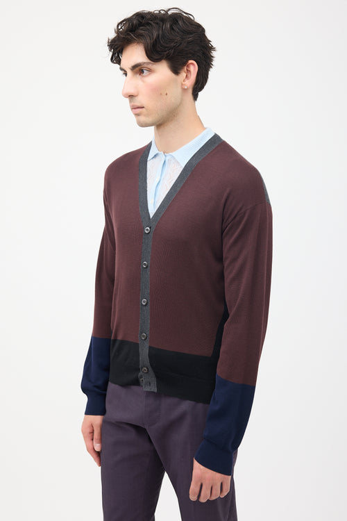 Prada Purple 
Multi Wool Cardigan