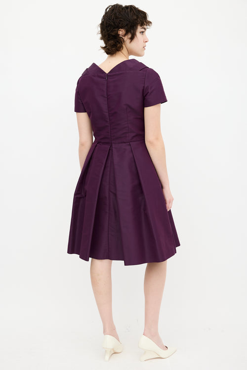 Prada Purple V-Neck Pleated Dress