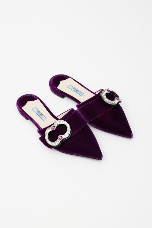 Prada Purple Velvet Brooch Mule