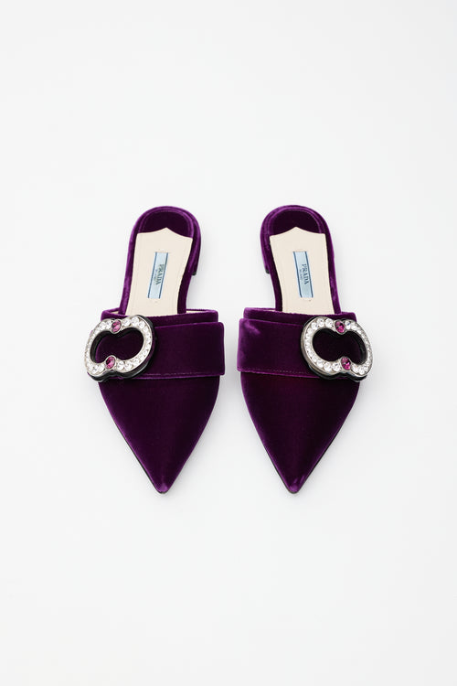 Prada Purple Velvet Brooch Mule