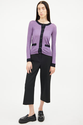 Prada Purple 
Black Button Cardigan