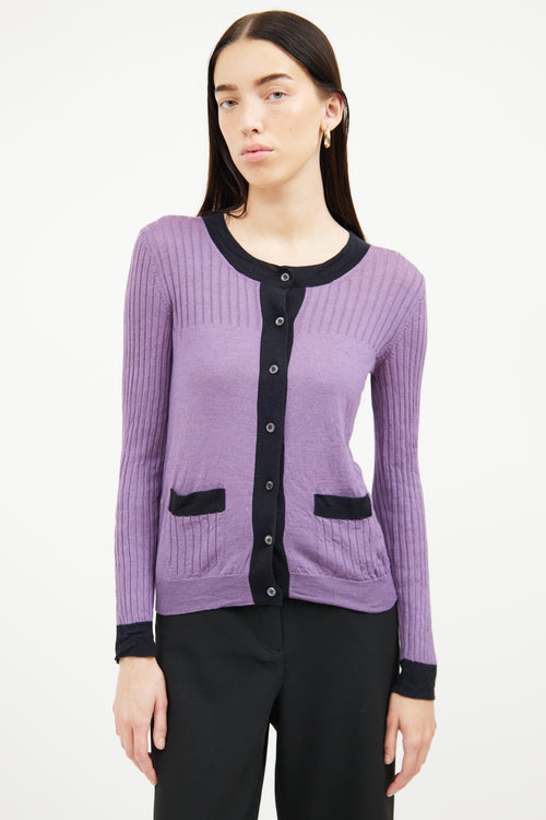 Prada Purple 
Black Button Cardigan