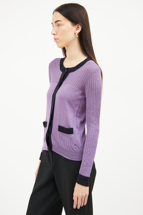 Prada Purple 
Black Button Cardigan